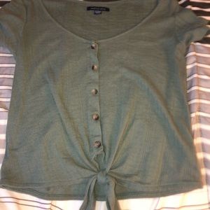 Green American Eagle cropped tee